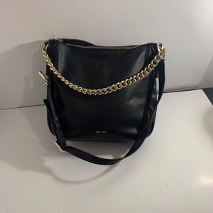 Nine West black Hobo shoulder handbag Gold chain Detail purse